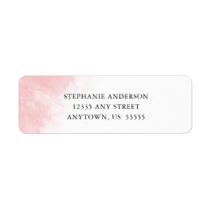 Roze Aquarel Minimal Retouradres Etiket