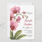 Roze Aquarel Orchidee Funeral Announcement Card Kaart (Voorkant)
