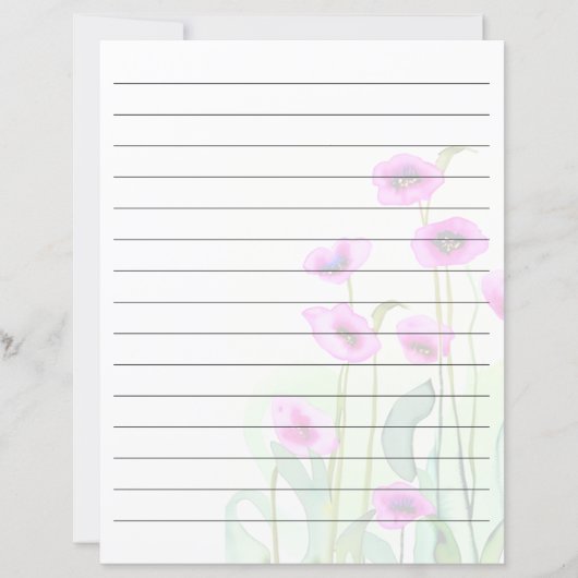 Roze aquarel papieren met klaprozen (Voorkant)