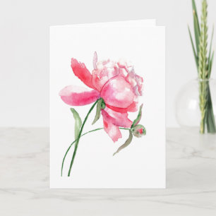 Roze Aquarel Pioen Verjaardagskaart Kaart