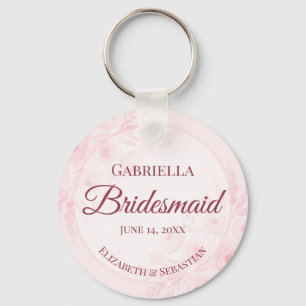 Roze Aquarel Pioenrozen Bruidsmeisje Huwelijks Cad Sleutelhanger