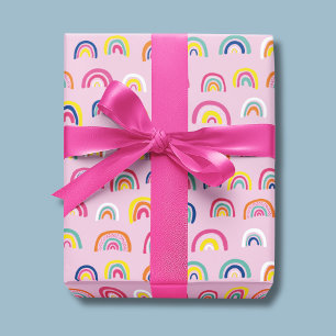 Roze Aquarel Regenboog Cadeaupapier