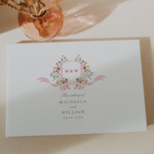 Roze Aquarel Regency Botanische Wapen Huwelijk