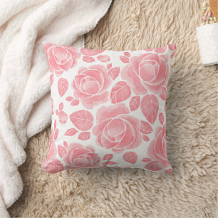 Roze Aquarel Roos - Romantische Bloemen Kussen