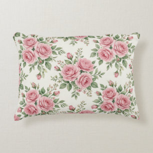 Roze Aquarel Rozen Bloemmotief Naadloos Patroon Accent Kussen