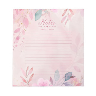 Roze Aquarel Schrijfblok Notitieblok