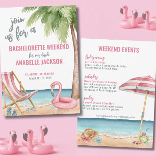 Roze Aquarel Strand Bruidsfeestje Kaart