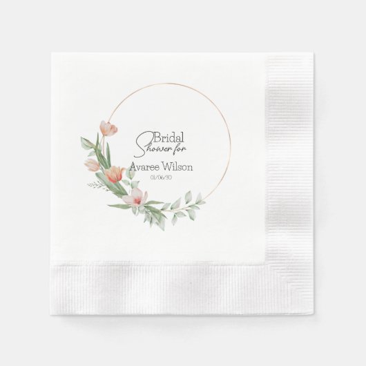 Roze Aquarel Tulpen Bruidsdouche Servet (Voorkant)