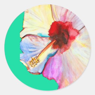 Roze aquarel tulpen kunst ronde sticker