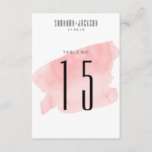 Roze Aquarel Wash Tafel Nummers Bruiloft Kaart