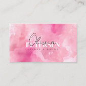 Roze Aquarel Wimpers Wenkbrauwen Script Typografie Visitekaartje (Achterkant)