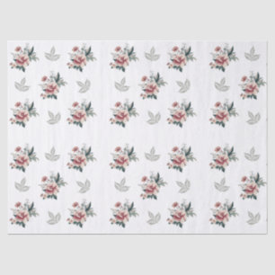 Roze aquarelroos met turquoise blad tissuepapier