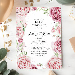 Roze Aquarelrozen Baby Sprinkle Shower Kaart