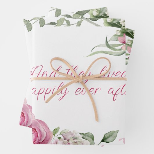 Roze Aquarelrozen Frame Persoonlijk Inpakpapier Vel (In situ)