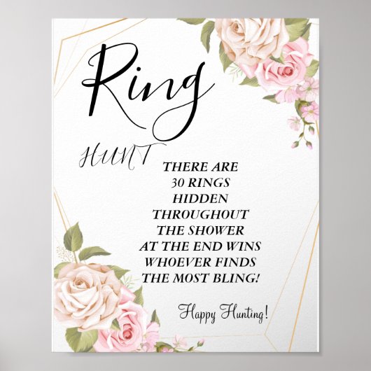 roze aquarelrozen ring bruidsmeesterschap spelbord poster (Voorkant)