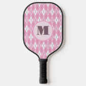 Roze argyle aangepaste monogram pickleballpaddle pickleball paddle (Voorkant)