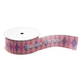 Roze Argyle Diamond Patroon met optionele tekst Grosgrain Lint