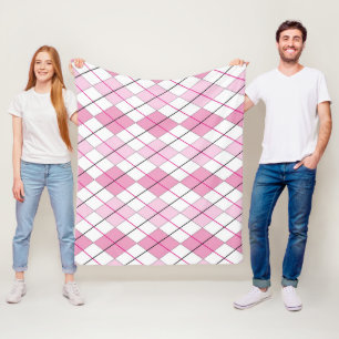 Roze Argyle Fleece Blanket Deken