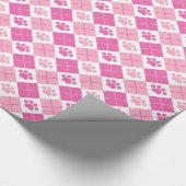 Roze argyle Paw Print Patroon Cadeaupapier (Hoek)