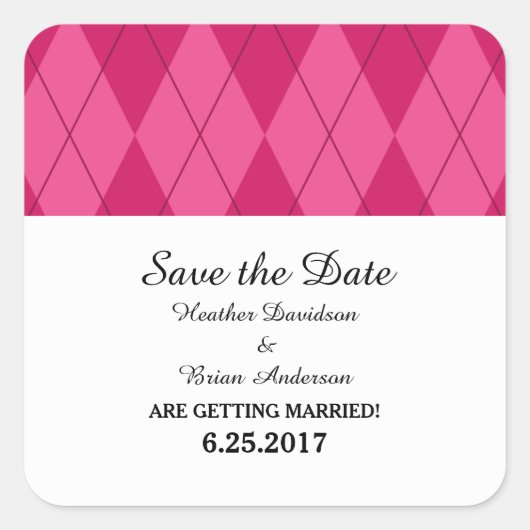 Roze Argyle sparen de Stickers van de Datum (Voorkant)