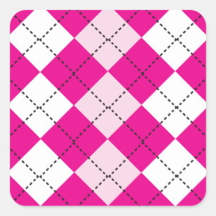 Roze Argyle Vierkante Sticker