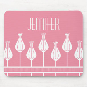 Roze Art Deco bloemmotief muismat