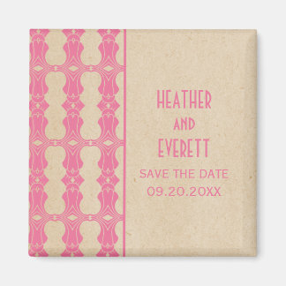 Roze Art Deco Border Save the Date Magnet Magneet