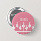 Roze Art Deco Floral Button (Voorkant /achterkant)