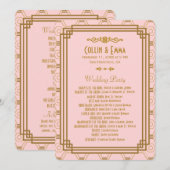 Roze Art Deco Trouwprogramma's Programma (Voorkant / Achterkant)