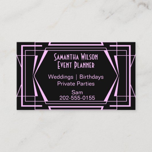 Roze Art Deco Visitekaartje (Voorkant)