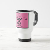 Roze Art Deco Zwart Bloeiend Roos Reisbeker (Voorkant rechts)