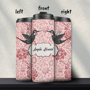 Roze Art Nouveau bloemrijke meisjesachtige Grunge Thermosbeker