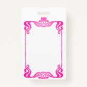 Roze Art Nouveau Border Badge (Achterkant)