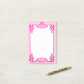 Roze Art Nouveau Border Post-it® Notes (Op bureau)
