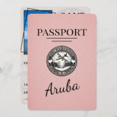 Roze Aruba paspoort Bewaar de datum Save The Date (Voorkant / Achterkant)