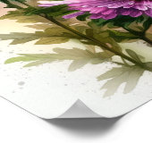 Roze Aster Bloem Art Print Poster (Hoek)