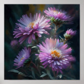 Roze Aster Bloem Art Print Poster (Voorkant)