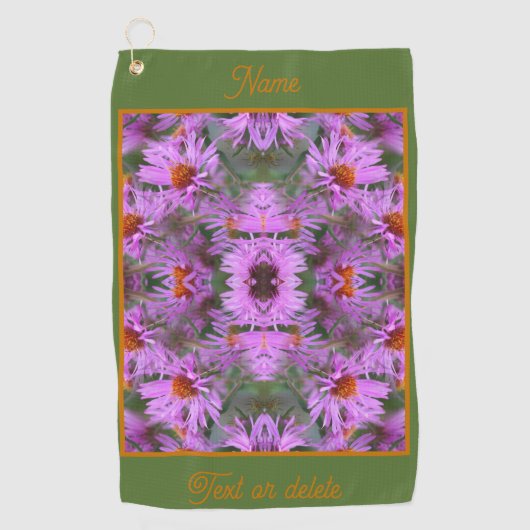 Roze Aster Flowers Abstract gepersonaliseerd Golfhanddoek (Voorkant)