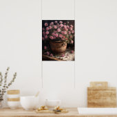 Roze Aster Flowers Art Print Poster (Keuken)