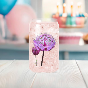 Roze Astrantia Bloem Bloemstuk Blikvorm Glas