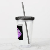 Roze Astrantia Bloem op Zwarte Bloem Acryl Drinkbeker (Links)