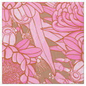 Roze Australische protea en Waratah Pattern Stof (Close Up)