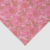 Roze Australische protea en Waratah Pattern Tissuepapier (Detail)