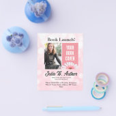 Roze Auteur Boek Lancering Uitnodiging Flyer (Enkel)