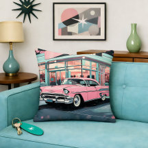 Roze Auto 1950s Diner Retro Mid‑Century