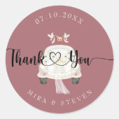  Roze auto bruiloft Ronde Sticker (Voorkant)