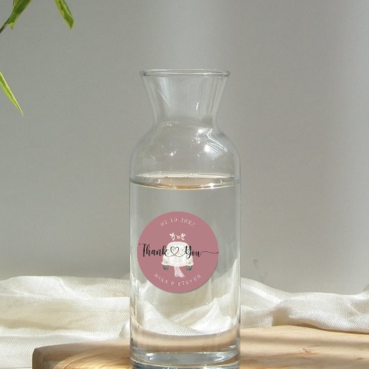  Roze auto bruiloft Ronde Sticker