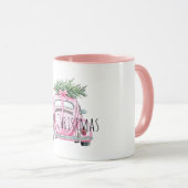 Roze Auto Kerstboom Mok (Voorkant rechts)