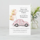 Roze auto per graduatiepartij kaart (Staand voorkant)