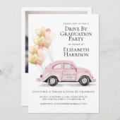 Roze auto per graduatiepartij kaart (Voorkant / Achterkant)